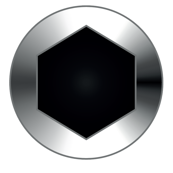 Top view of internal hex Allen drive