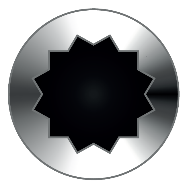 Top view of triple-square XZN drive